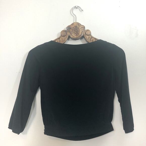 IGWT Double Breasted Button Accent Nautical Blouse Crop Black xs - Picture 2 of 9
